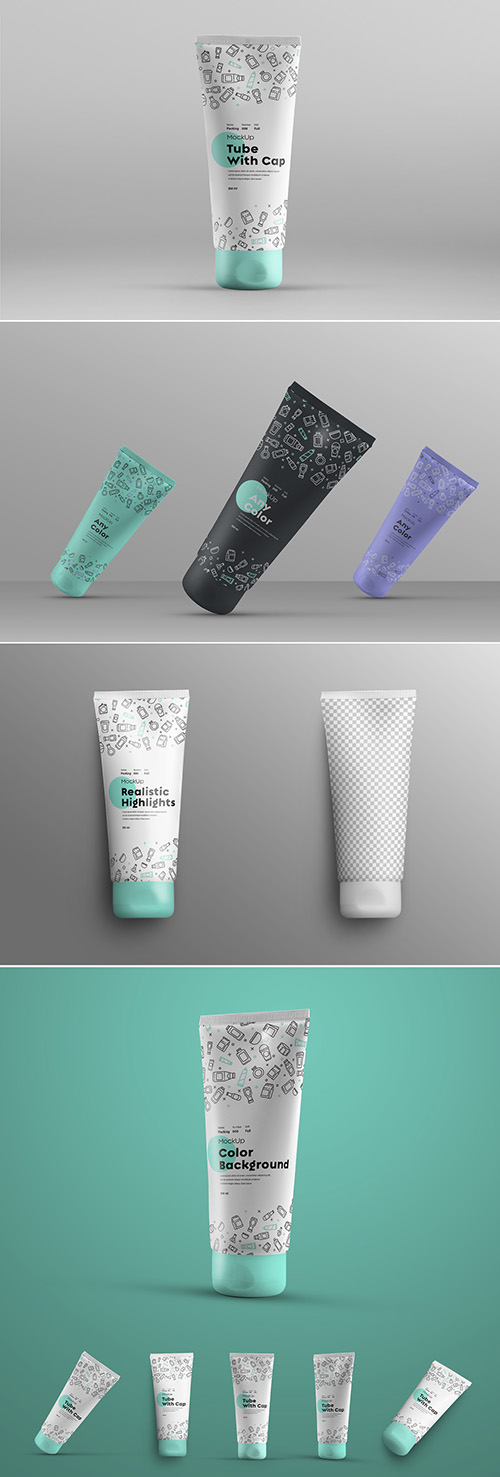 5 Small Plastic Tube Mockups