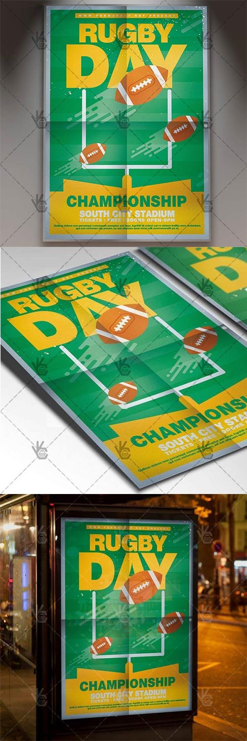 Rugby Day - Sport Flyer PSD Template