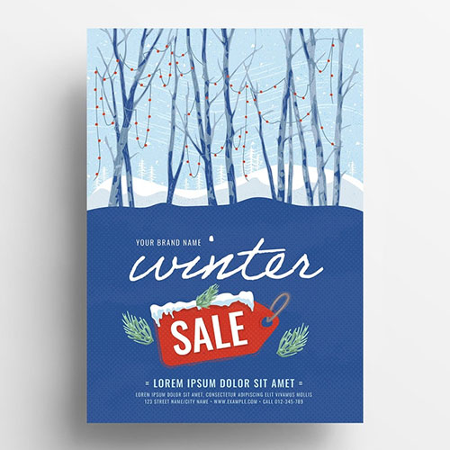 Event Flyer with Winter Scene Illustration 305812737