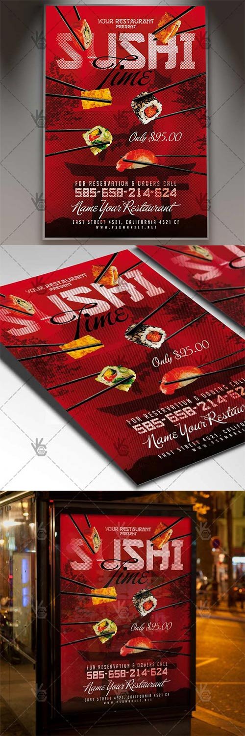 Sushi Restaurant - Business Flyer PSD