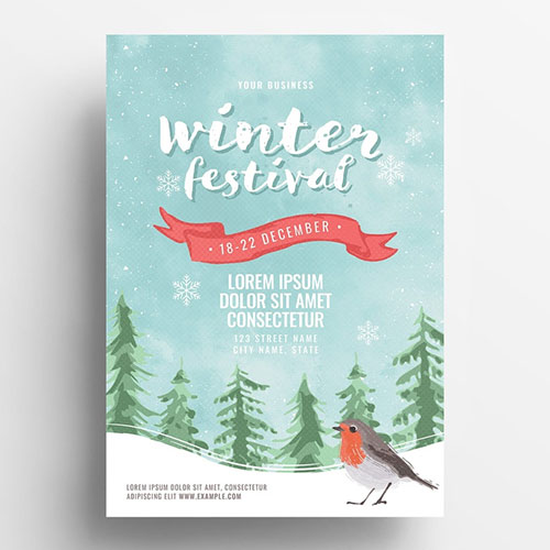 Event Flyer with Winter Scene Illustration 305812622