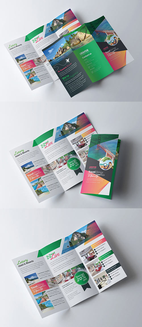 Green and Orange Trifold Brochure Layout