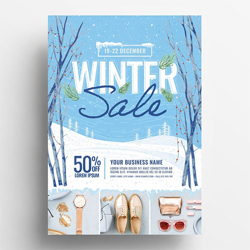 Event Flyer with Winter Scene Illustration 305813831