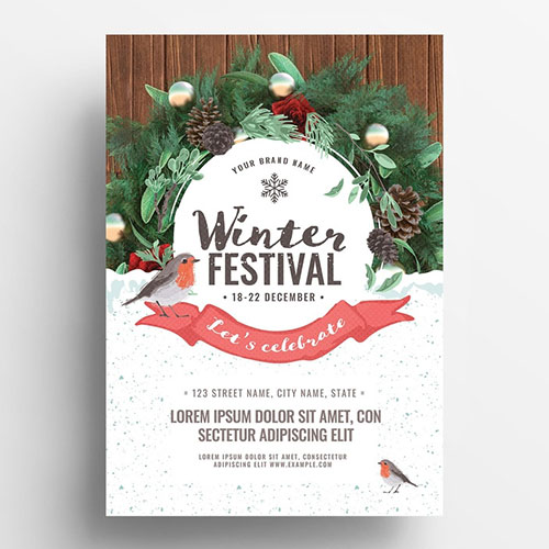 Event Flyer with Winter Scene Illustration 305812729