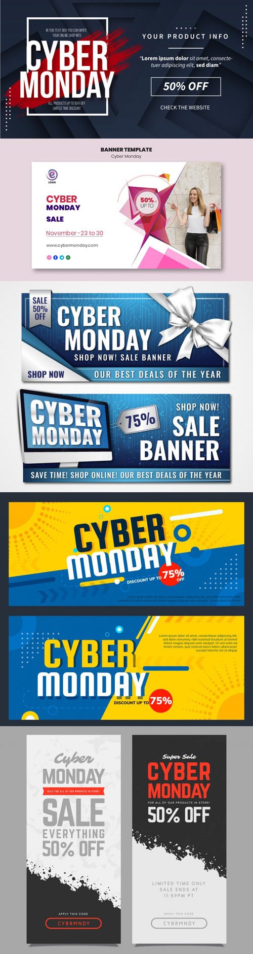 Cyber Monday 2019 Banners Vector Colletion Vol.2