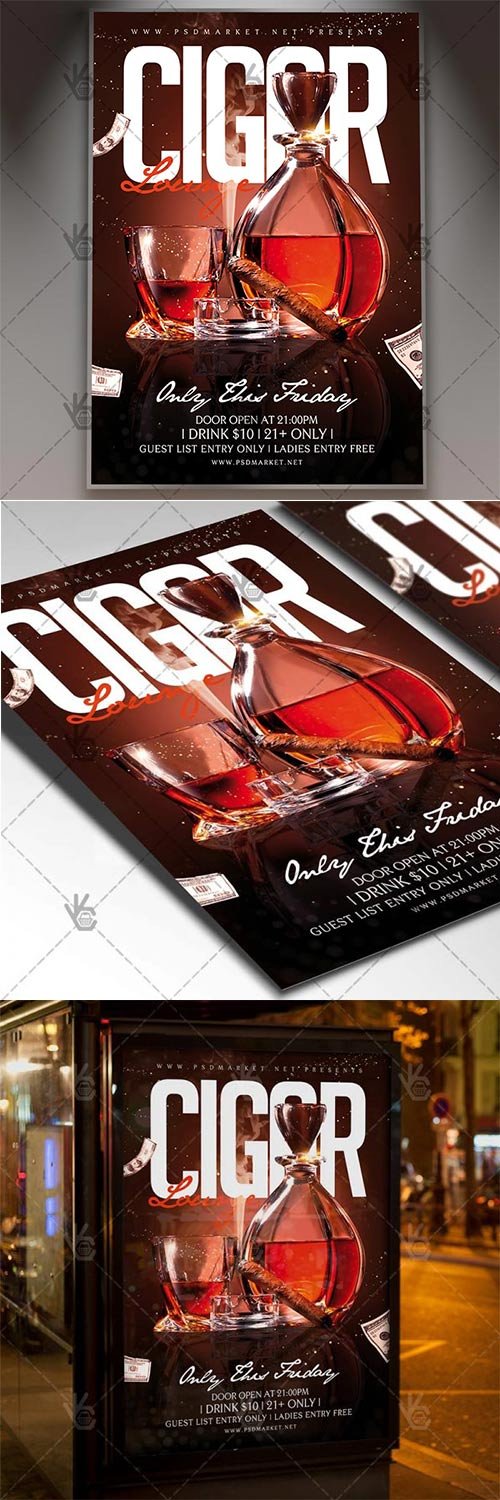 Cigar Lounge - Club Flyer PSD Template