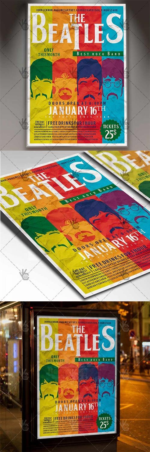 Beatles Day - Club Flyer PSD Template