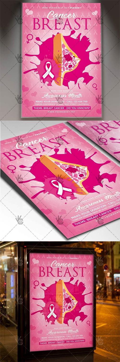 Breast Cancer - Charity Flyer PSD Template