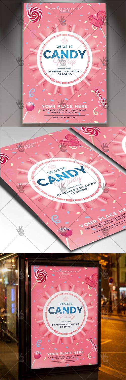 Candy Party - Club Flyer PSD Template