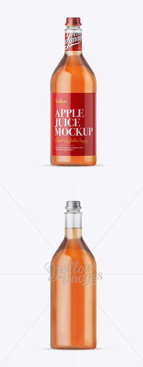 1L Apple Juice Glass Bottle Mockup