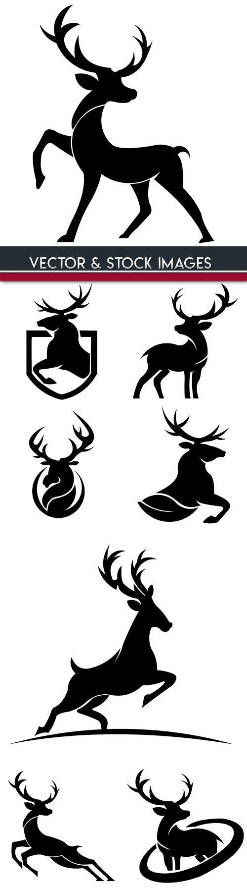 Christmas deer silhouette design illustrations
