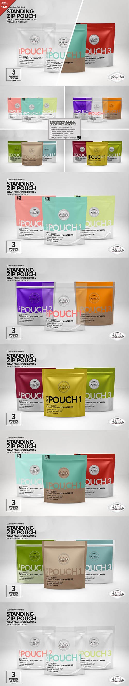 Clear Foil Paper Stand Pouch Mockup