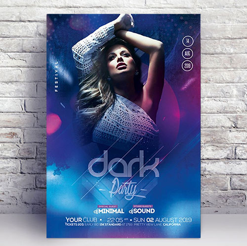 Dark Night Party PSD Flyer Template