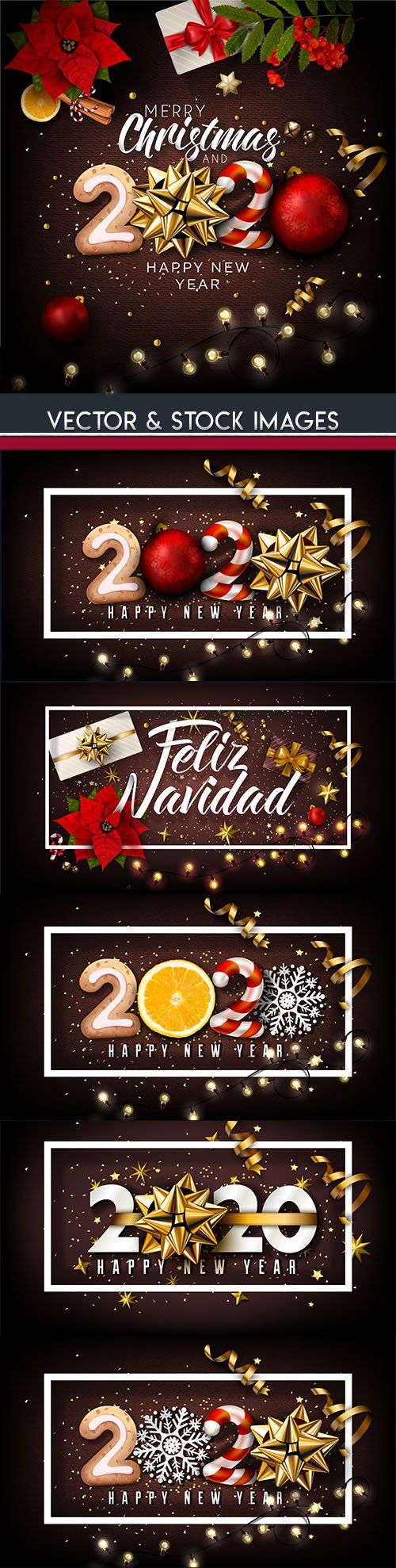 New Year and Christmas decorative 2020 illustration 13