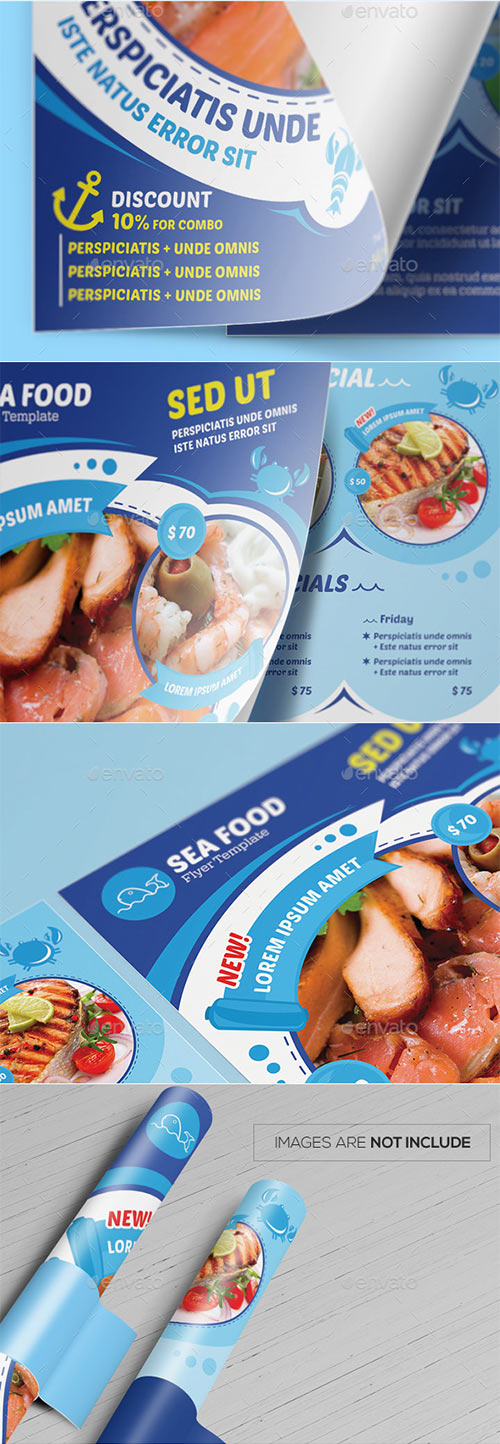 Seafood Restaurant Flyer Template 12340002