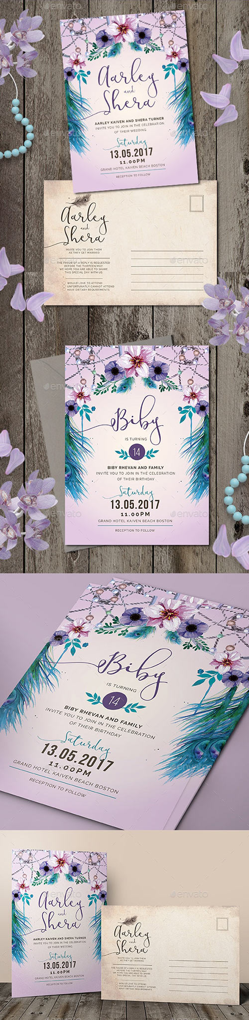 Feather Invitation (Wedding & Birthday)