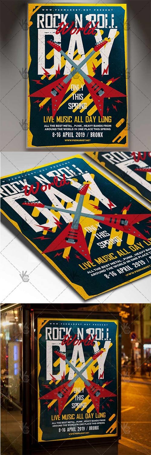 World Rock-n-Roll Day Flyer - Rock PSD Template