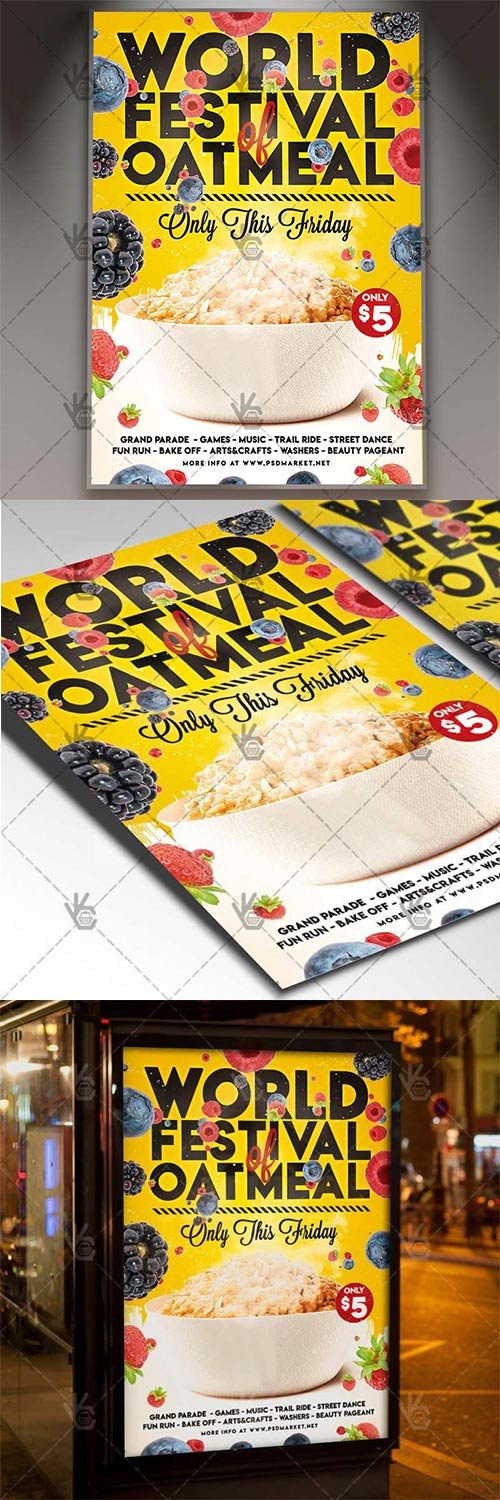 World Festival of Oatmeal Flyer - Food PSD Template