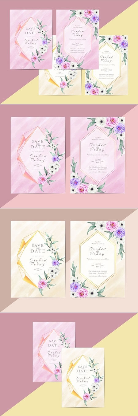 Elegant Floral Wedding Invitation Card Template Modern Style