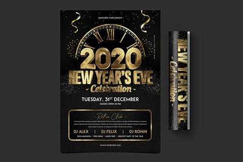 New Year Party Flyer PSD