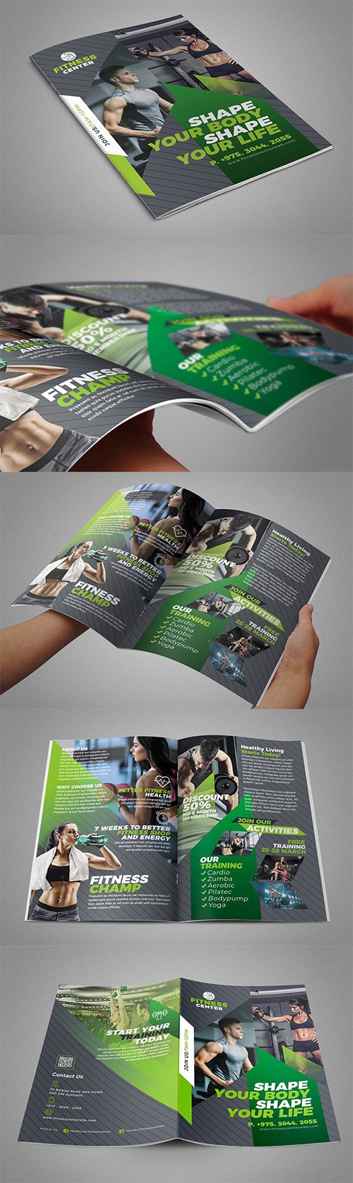 Fitness Bifold Brochure PSD