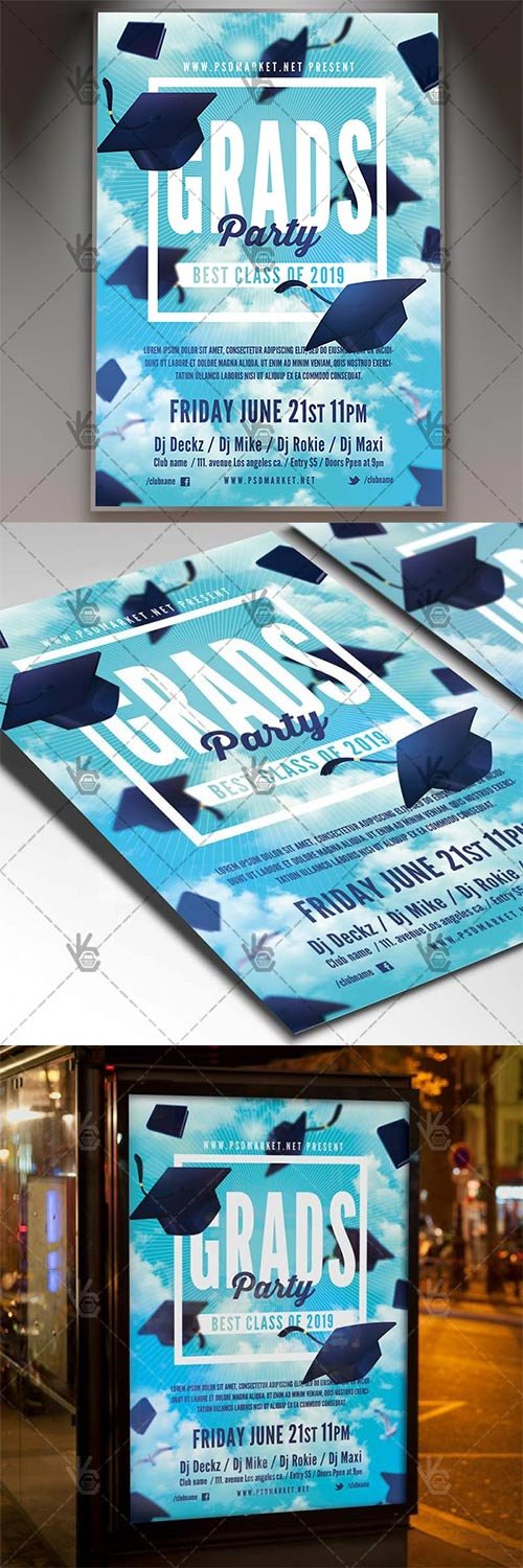 Graduation Party Flyer - School PSD Template