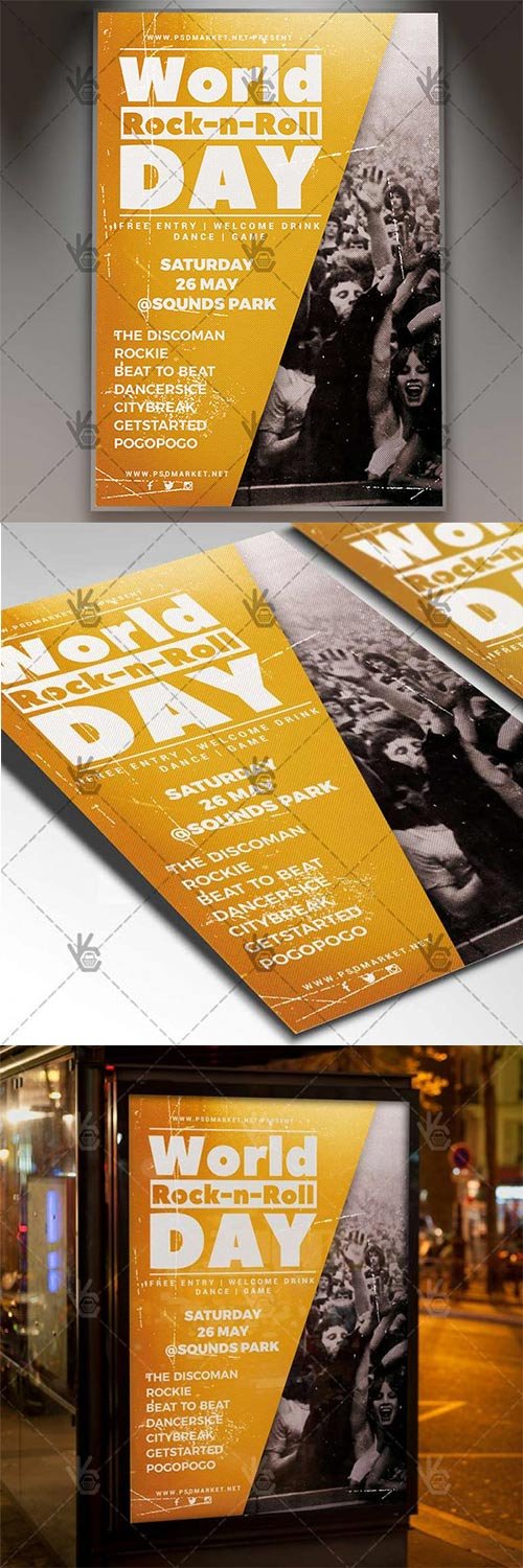 Rock-n-Roll Day Flyer - Rock PSD Template