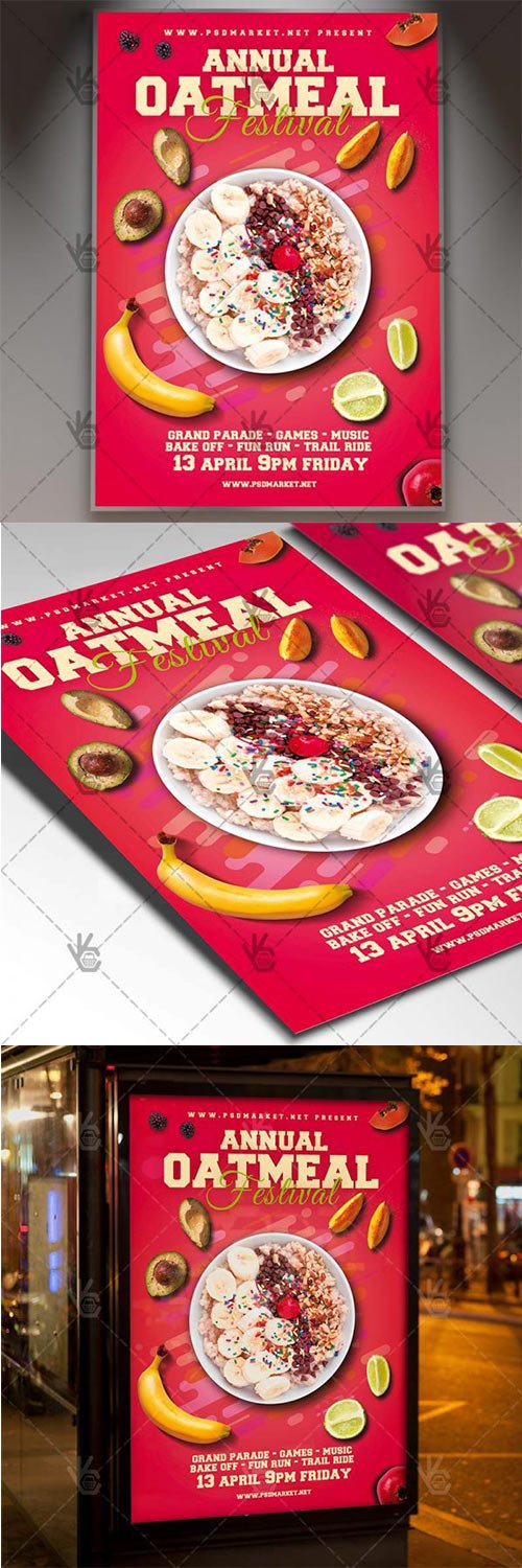 Oatmeal Festival Flyer - Food PSD Template