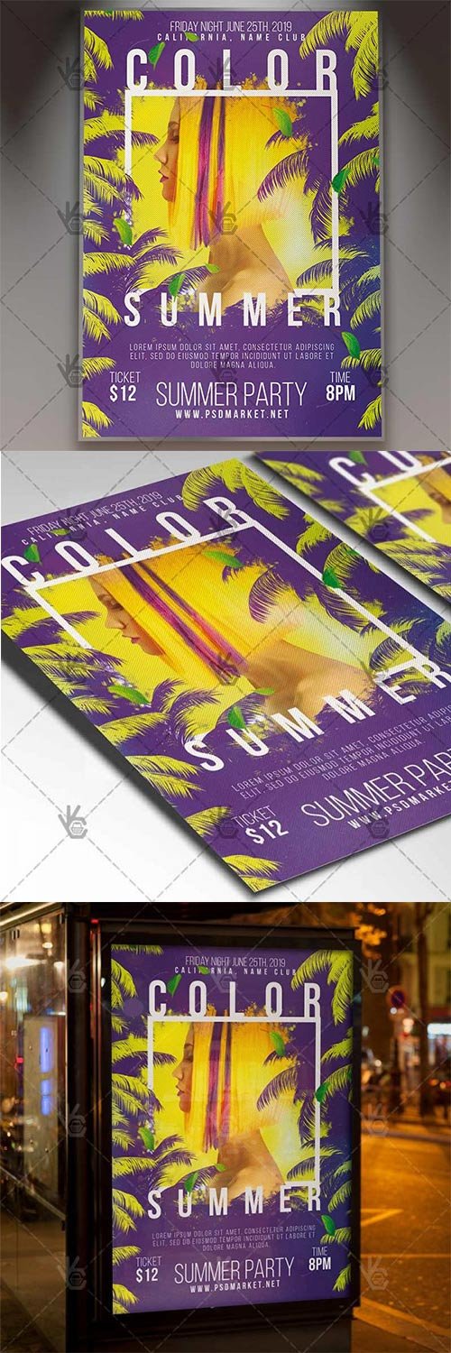 Summer Color Flyer - Summer PSD Template