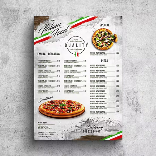 Italian Pizza Poster Food Menu - A3 & US Tabloid PSD