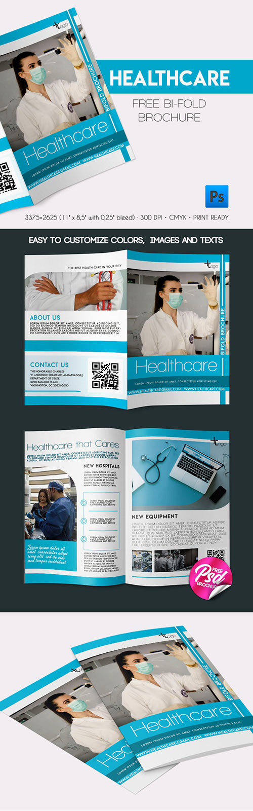 Healthcare Bi-Fold Brochure in PSD