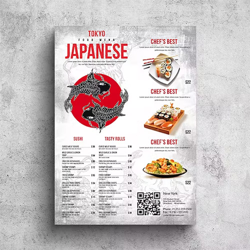 Japanese Poster Food Menu - A3 & US Tabloid PSD