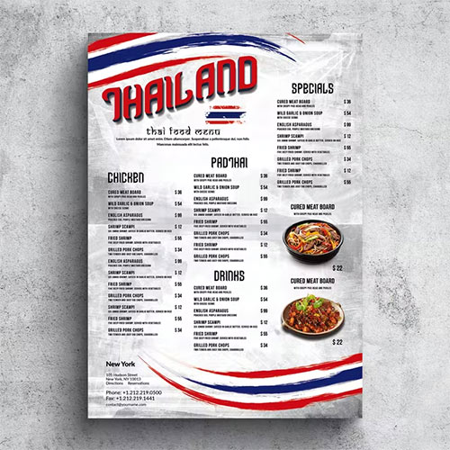 Thai Cuisine Poster Food Menu - A3 & US Tabloid PSD