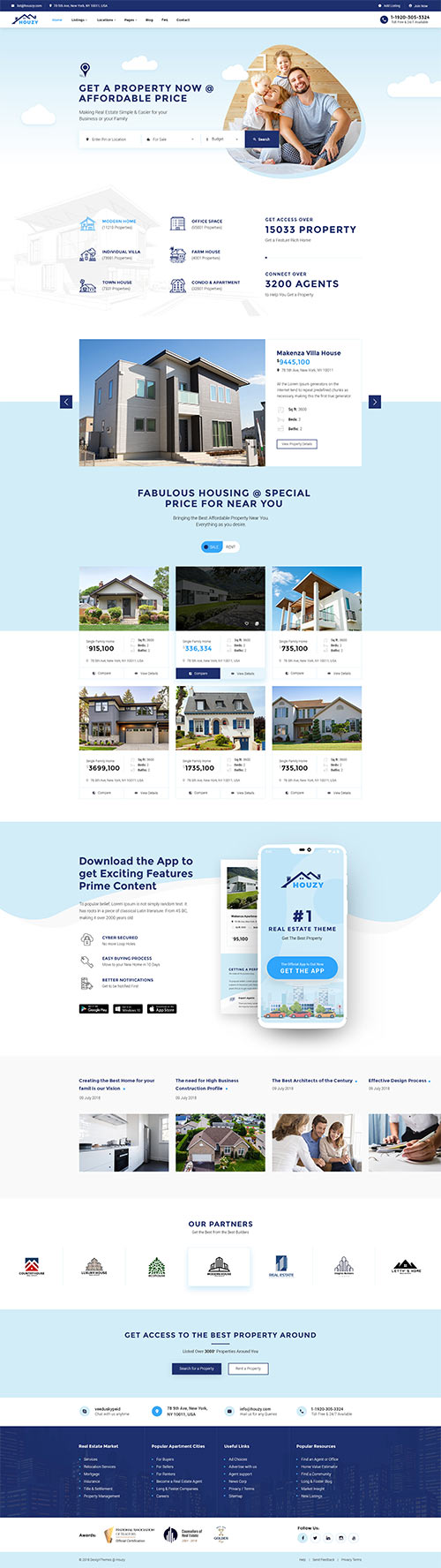 Houzy | Real Estate Listing PSD Template