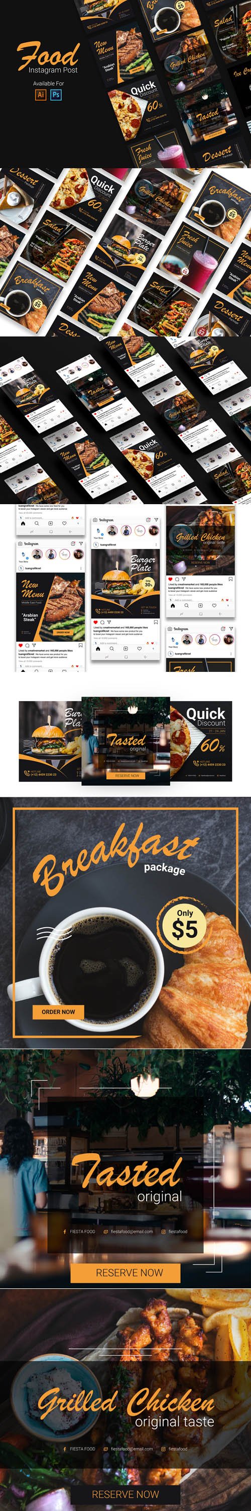 Food Instagram Post PSD Templates