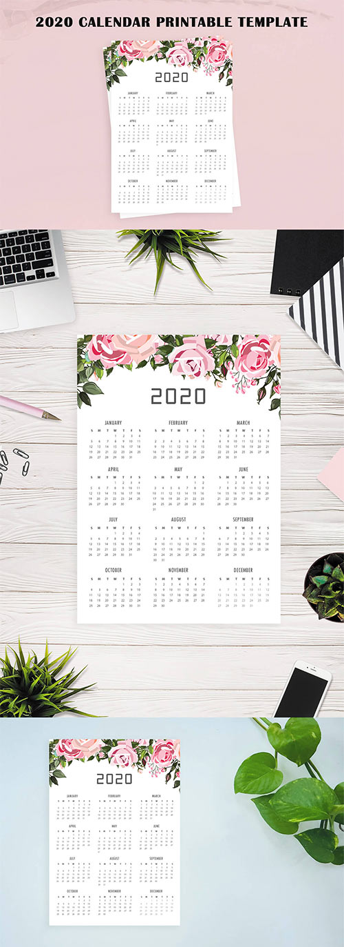 Free 2020 Calendar Printable Template