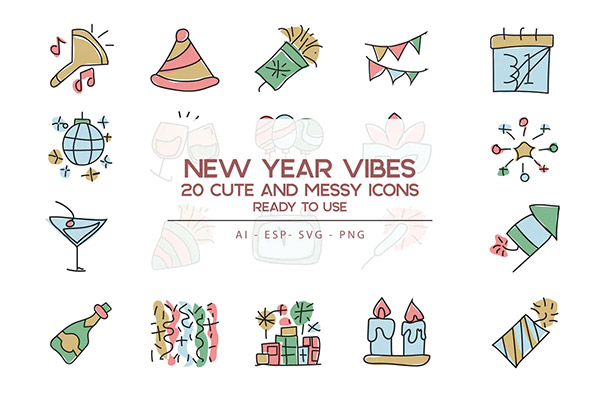New Year vibes Icons