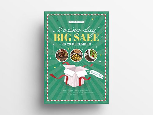 Boxing Day Sale Flyer Layout with Christmas Gift Box