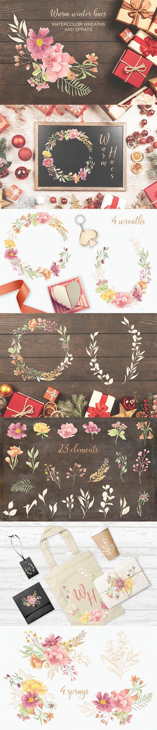 Warm Winter Hues: Watercolor Wreaths and Sprays
