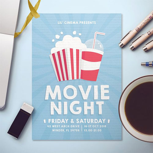 Movie Theater Night Flyer PSD
