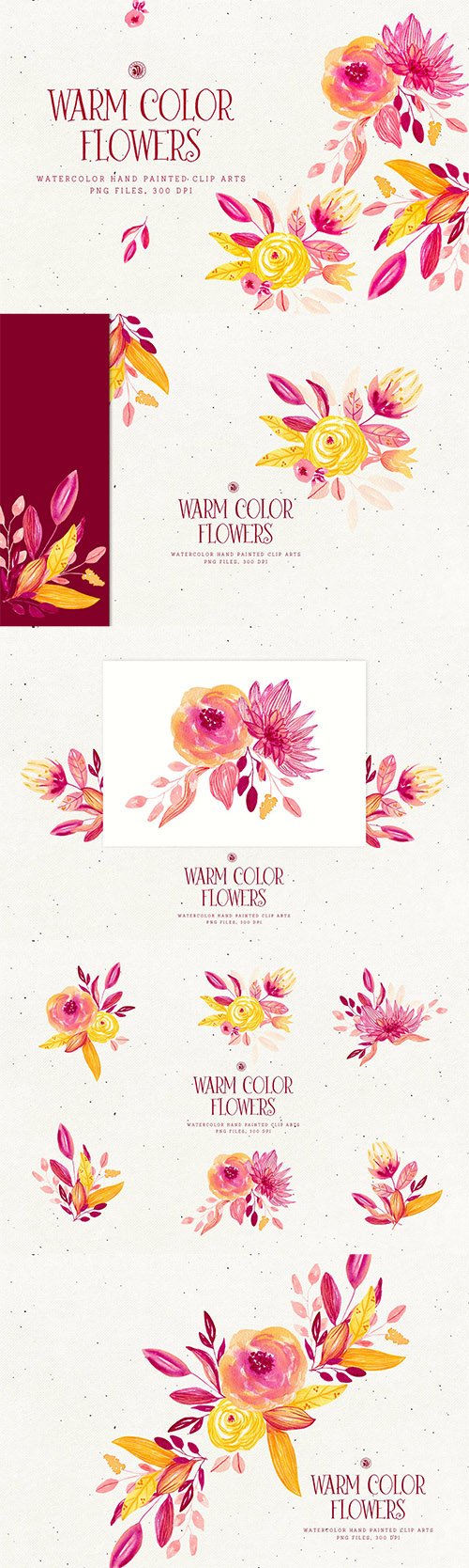 Warm Color Flowers PNG