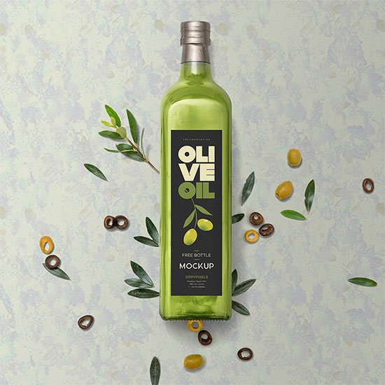Customizable Glass Olive Oil Bottle Mockup