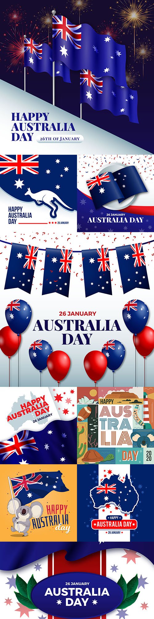 Happy Australia day holiday design illustrations