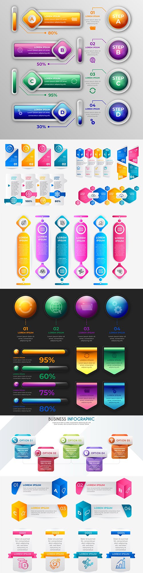 Business infographics options elements collection 119