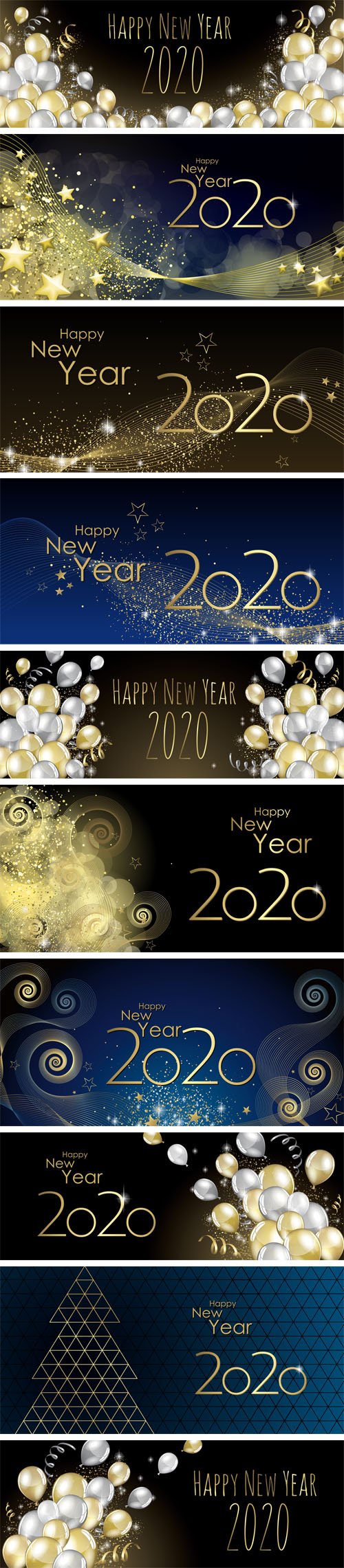 10 New Year 2020 Backgrounds Vector Collection 1
