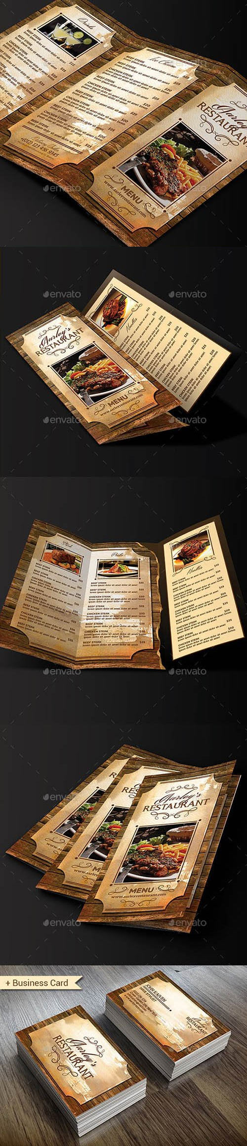 Vintage Restaurant Menu Trifold + Business Card