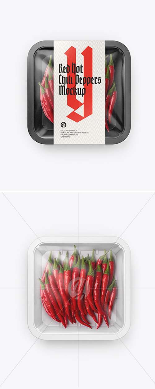 Plastic Tray With Red Chili Peppers Mockup