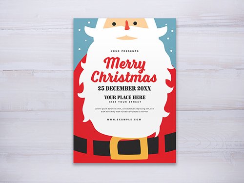 Christmas Party Event Flyer Layout with Santa Illustration