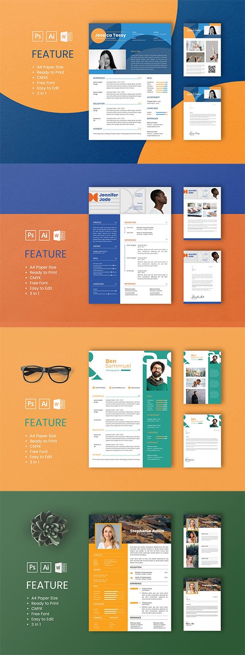 4 Professional CV And Resume Templates