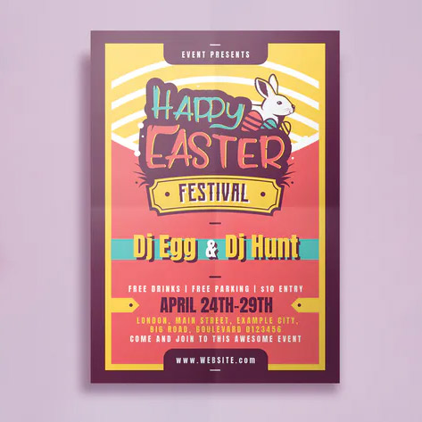 Easter Party Flyer PSD